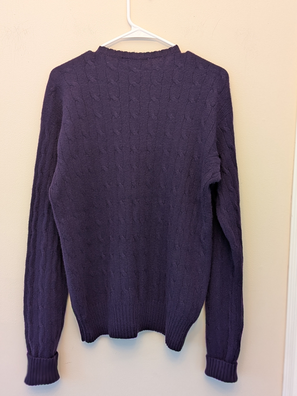 Polo Ralph Lauren 100% Cashmere Cable Knit Sweater Purple M Oversized - Picture 3 of 7